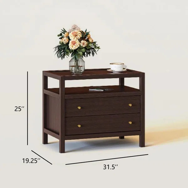 Double-Drawer Charging Nightstand With Streamlined Bullet Handles | Wayfair North America