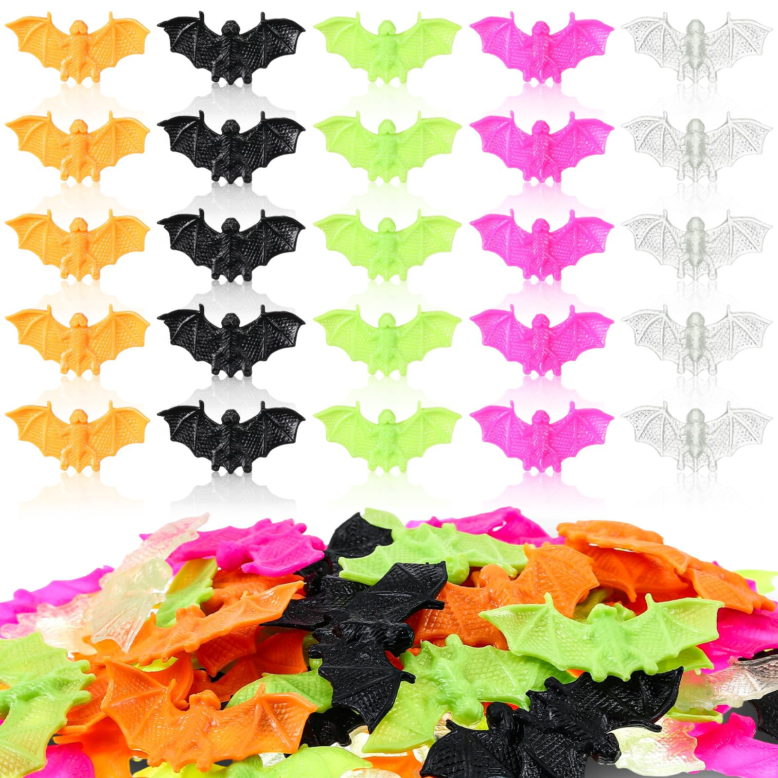Poen 300 Pcs Halloween Mini Plastic Bats Realistic Small Bats Multicolor Scary Toys Halloween Pra... | Amazon (US)
