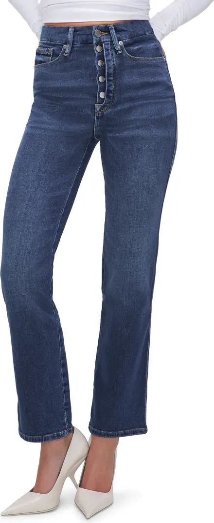 Good Curve Exposed Button High Waist Straight Leg Jeans | Nordstrom
