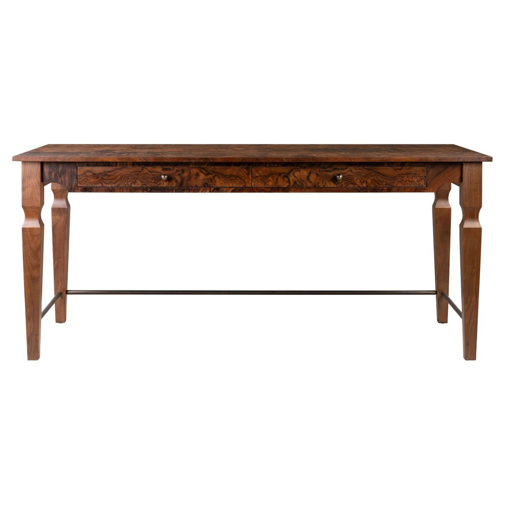 Galvin Brown Walnut Burl Desk | Kathy Kuo Home