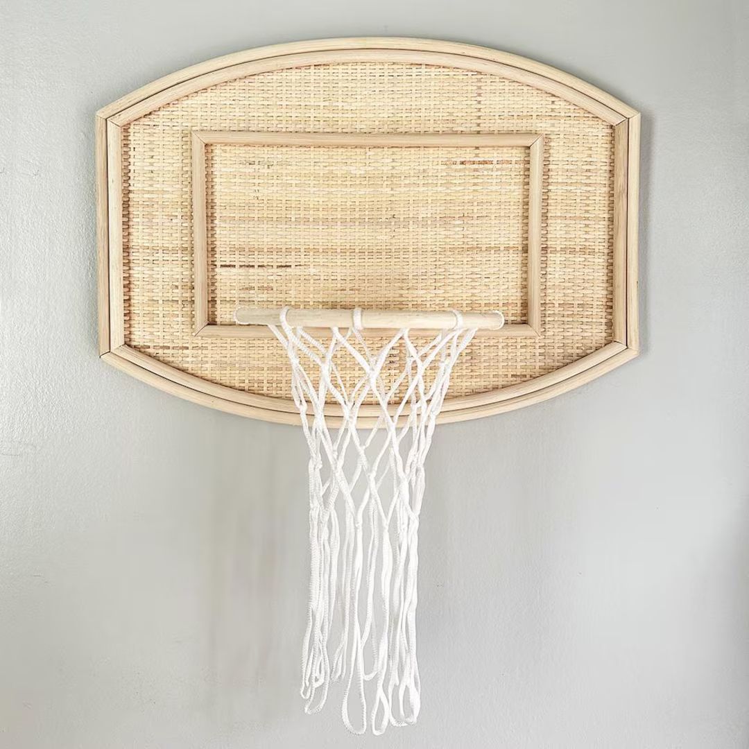 Children's Rattan Basketball Hoop Stylish Wall Hanging Toy With Wooden Hoop - Etsy | Etsy (US)