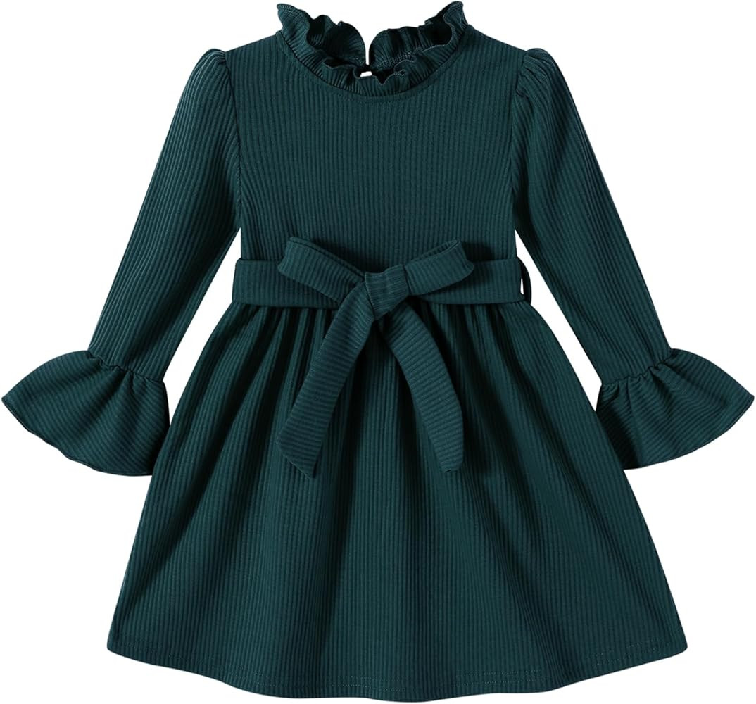 JEELLIGULAR Toddler Girl Dress Long Sleeve Knit Sweater Dress for Kids Little Girl Dresses Fall W... | Amazon (US)