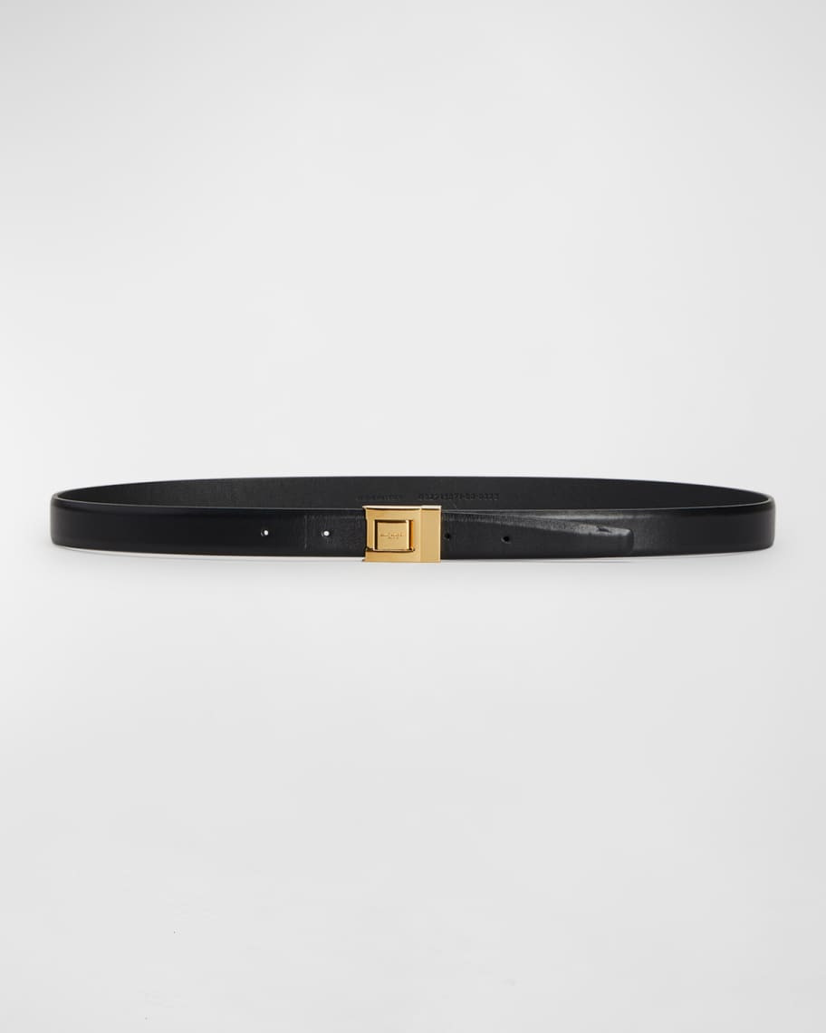 Saint Laurent Turnlock Leather Belt | Neiman Marcus