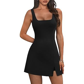 OFEEFAN Athletic Dress for Women Mini U Neck Sleeveless Built in Shorts with Pockets Tennis Golf ... | Amazon (US)