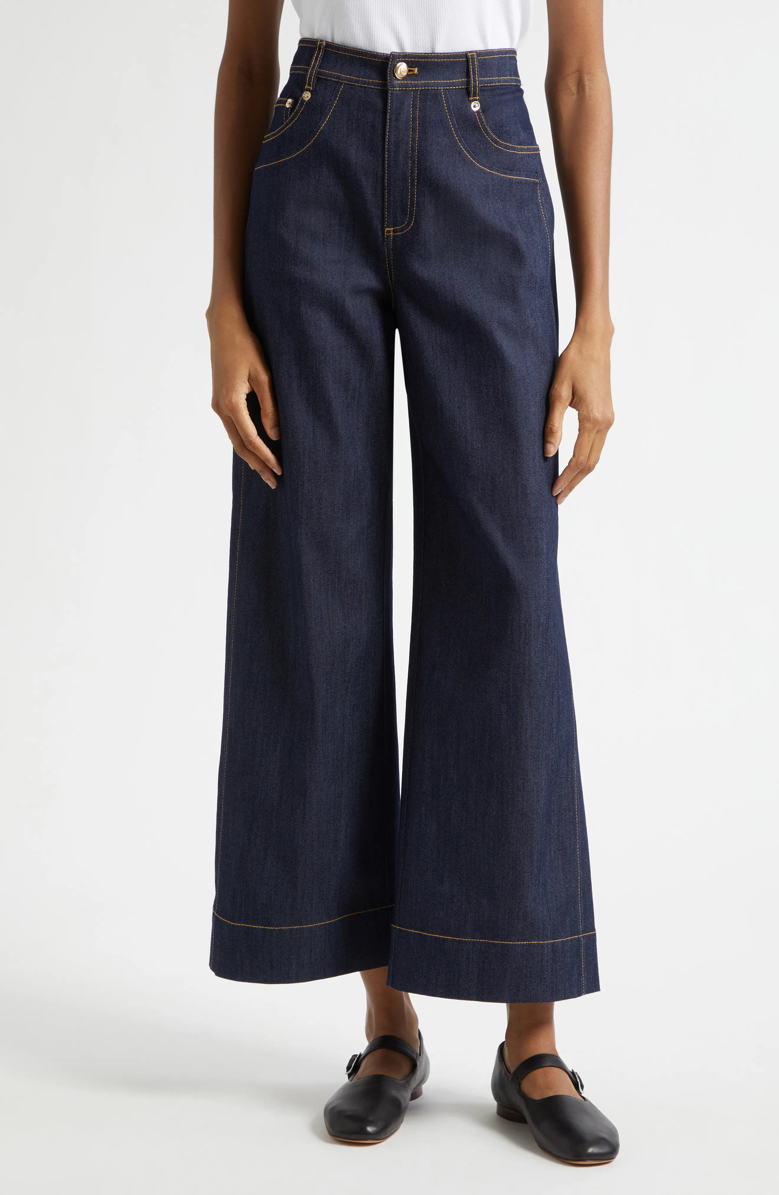 Cinq à Sept Sallie High Waist Ankle Wide Leg Jeans in Indigo at Nordstrom, Size 6 | Nordstrom