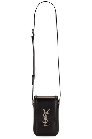 Saint Laurent YSL Solferino Phone Case Bag in Black | FWRD 