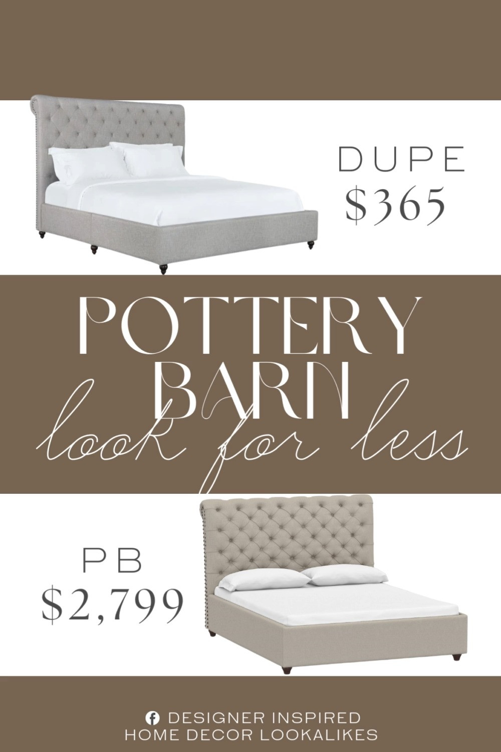 Inspired by Pottery Barn Tufted Upholstered Bed. Modern Classic Upholstered Bed. Upholstered Sleigh Bed Frame. Tufted Platform Bed Frame. Padded Tufted Headboard. Modern Bedroom Furniture. 

Home more affordable option find copy cat similar look for less budget friendly affordable cheap cheaper beautiful pretty. Clearance sale coupon code discount code promo code luxury lookalike look a like Inspo inspiration inspired by idea ideas Love like these? I share multiple every day in my FB group.
#potterybarninspired #upholsteredbed #tuftedbed #platformbed #bedroomfurniture #bedroominspo #modernbedroom #furniturefinds 

 #LTKHome