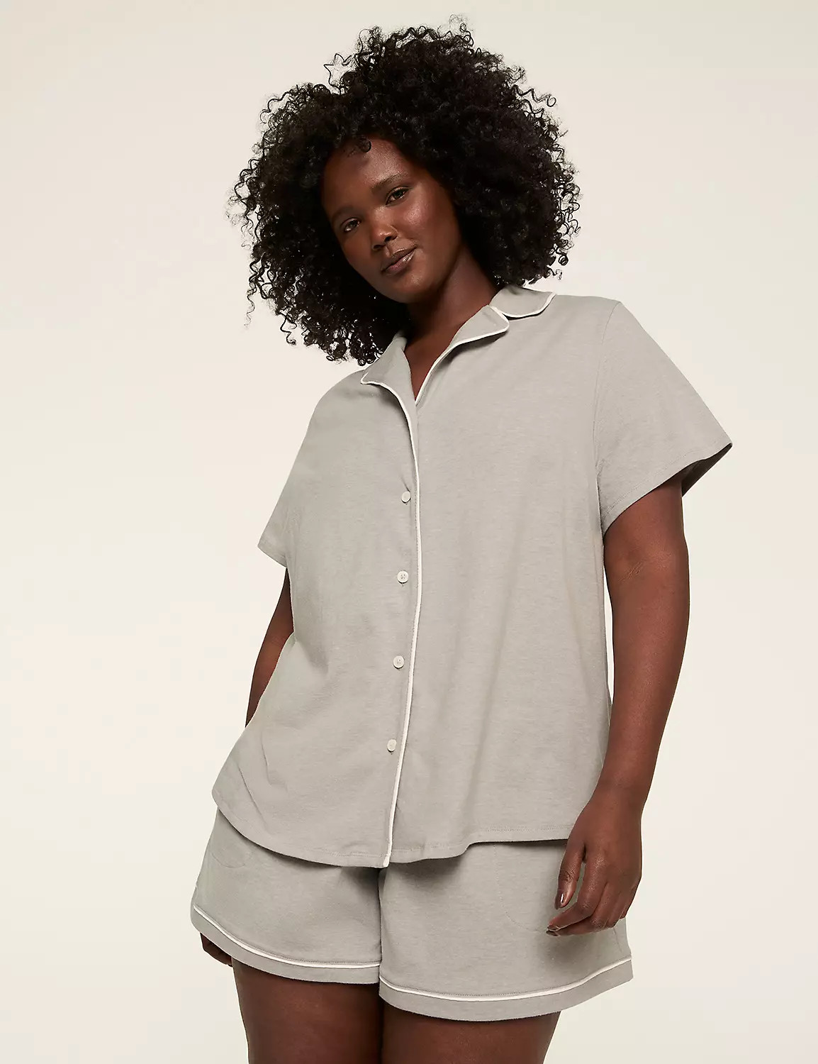 Comfy Cotton Notch-Neck Top & Short PJ Set | Lane Bryant (US)