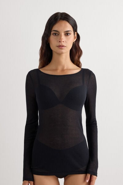Intimissimi Ultranatural with Cashmere Long Sleeve Top Woman Black Size M | Intimissimi (US)