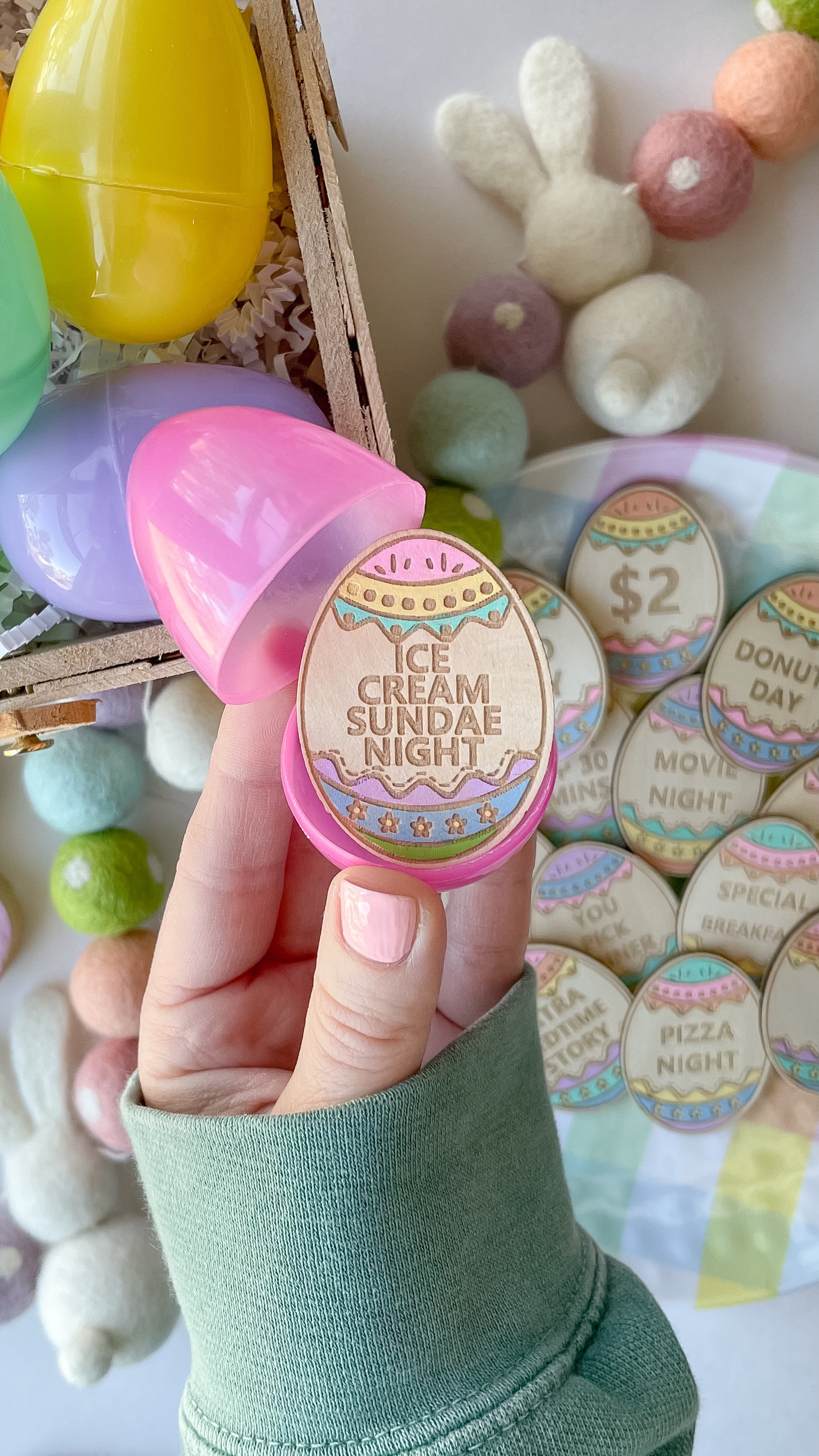 These wooden Easter egg fillers are such a fun change from the candy & trinkets that kids usually find inside! They’ll love finding these experience tokens instead! And you’ll be able to reuse them year after year!
**My exact wooden eggs are from last year, and are no longer available**

#LTKSeasonal #LTKWatchNow #LTKKids