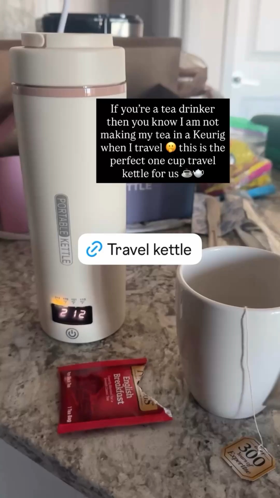 If you’re a tea drinker then you know I am not making my tea in a Keurig when I travel 🫢 this is the perfect one cup travel kettle for us ☕️🫖