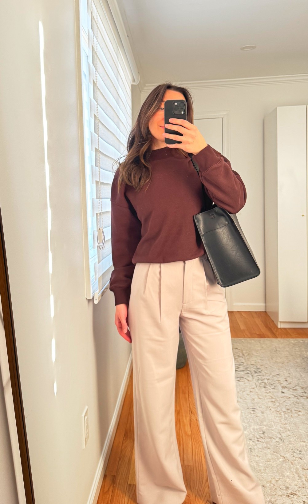 Abercrombie OOTD as a realtor + home designer on a busy Monday. This full Abercrombie fit is the epitome of comfortable, elevated workwear that moves with me from a renovation site visit to the office and straight into evening showings. A cozy neutral sweater paired with tailored wide-leg trousers is my go-to formula for staying polished while still warm in these freezing temperatures. Effortless, professional, and practical for long days on my feet without sacrificing style.

This is the kind of outfit that works just as well for client meetings as it does for walking through homes and job sites classic, clean, and timeless with a soft, modern feel.

comfortable workwear, elevated work outfit, realtor outfit ideas, home designer style, business casual outfit, winter workwear, neutral work outfit, wide leg trousers outfit, cozy work outfit, professional outfit for women, capsule wardrobe workwear, cold weather office outfit, everyday work uniform
Abercrombie winter outfit Abercrombie trousers 

#LTKWorkwear #LTKootd #LTKdayinmylife