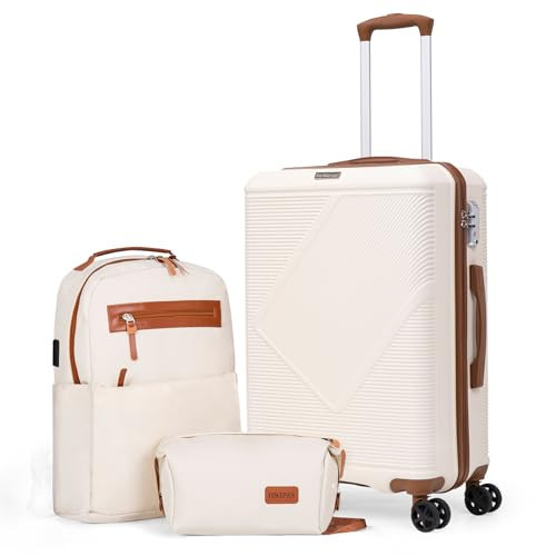 CONCEPTEN Luggage Sets 3 Piece, 20 Inch Carry On Suitcases With Spinner Wheels, Lightweight Travel Luggage With TSA Lock, ABS Hardshell Suitcase (White) | Amazon (US)