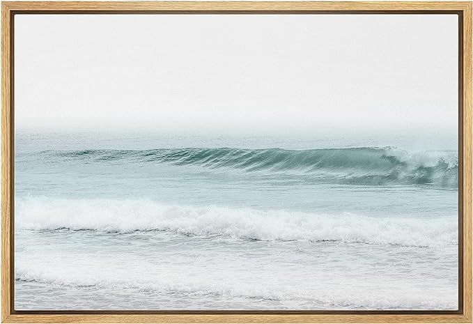 wall26 Framed Canvas Print Wall Art Ocean Wave on Washed Out Beach Nature Wilderness Photography ... | Amazon (US)