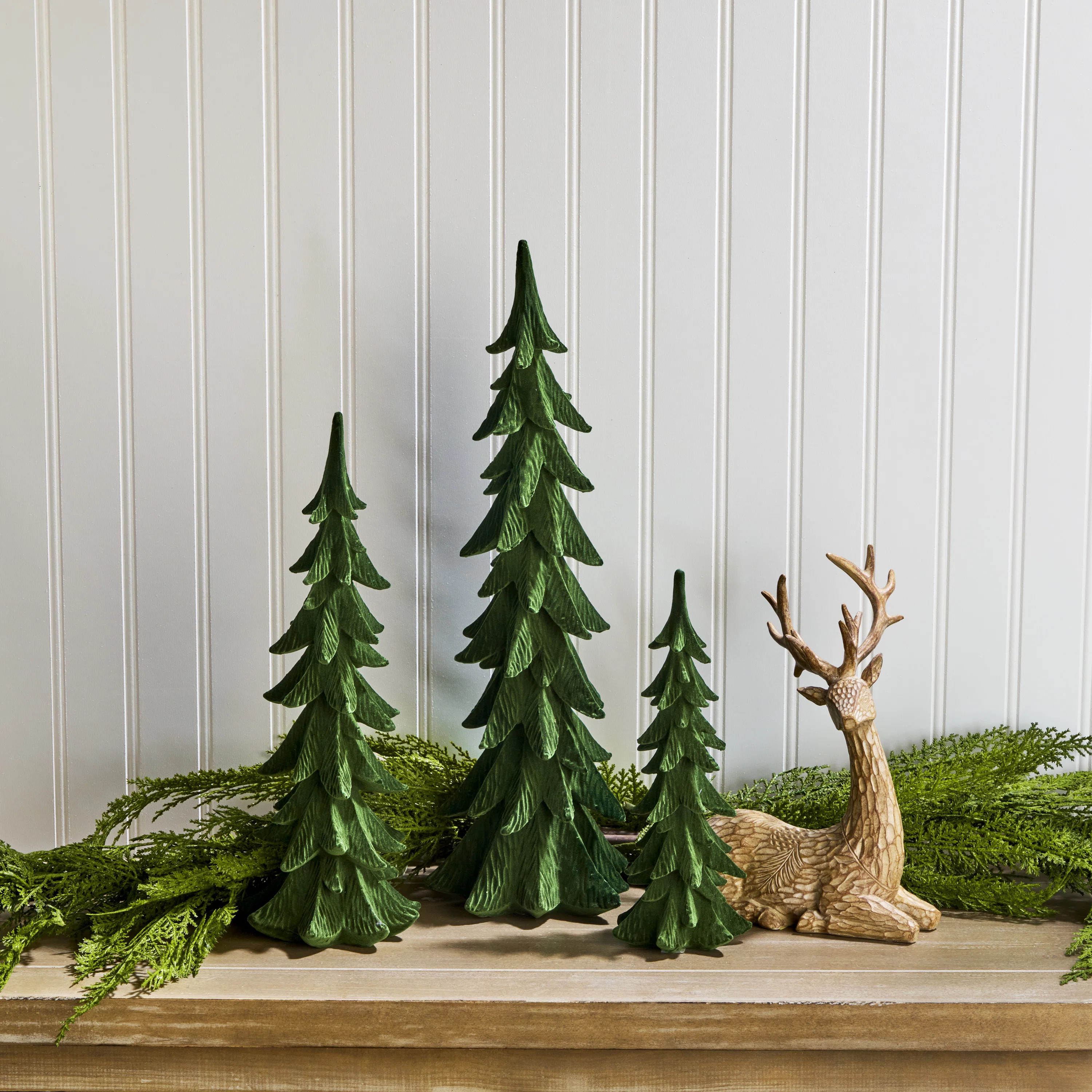 10-17.75" Resin Flocked Tree Set of 3 | Wayfair North America