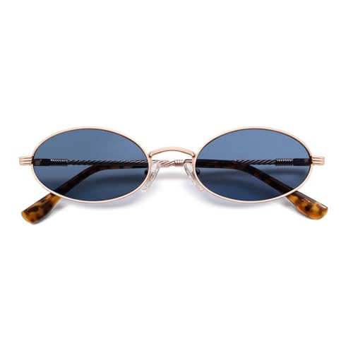 Appassal Retro Oval Cat Eye Sunglasses for Women Y2k Trendy Narrow 90s Sunnies Designer Sun Glasses AP3721 Rose gold/Blue | Amazon (US)