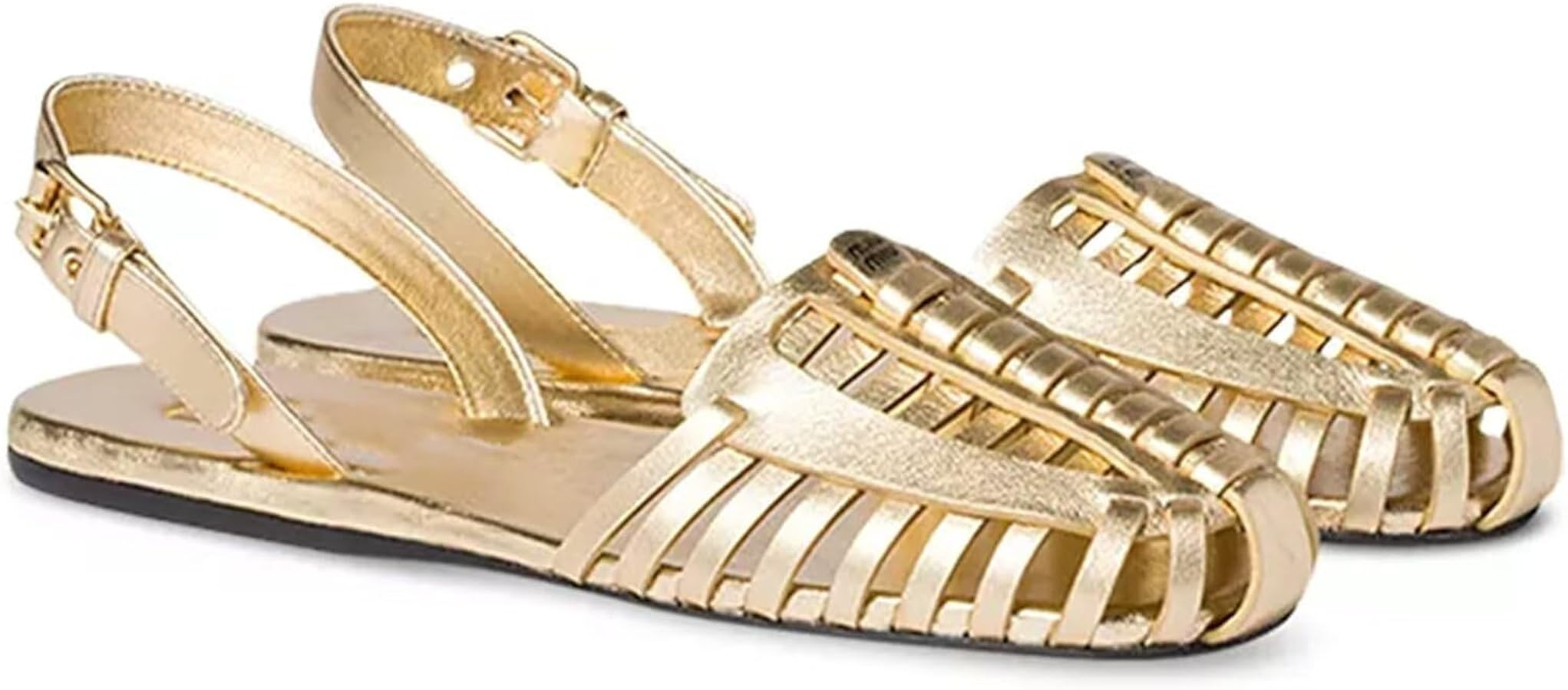 Womens Flat Slide Sandals Square Toe Slip On Summer Slides with Metal Button Open Toe Casual Slip... | Amazon (US)