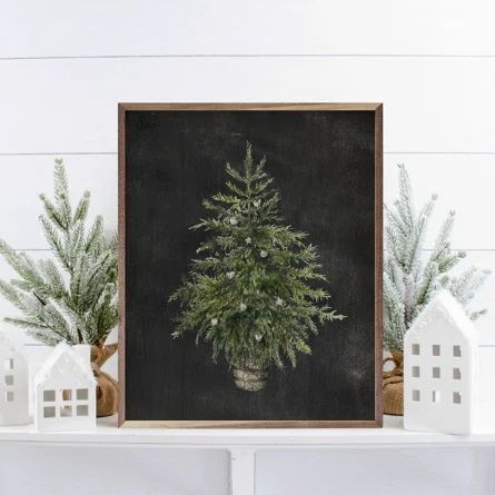 Christmas Tree Black Framed On Wood Textual Art | Wayfair North America