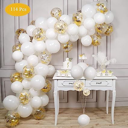 Balloon Garland Kit White & Gold 110 Pcs Latex Balloons Arch Garland Pack for Wedding Baby Shower... | Amazon (US)
