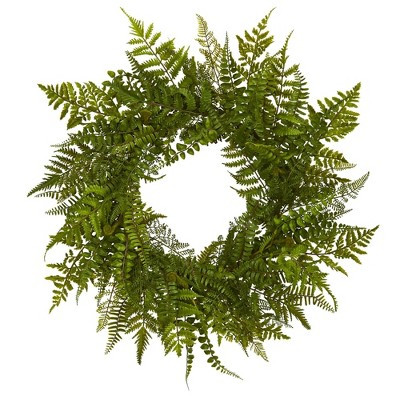 24" Artificial Mixed Fern Wreath - Nearly Natural | Target