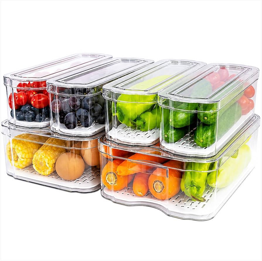 SMRCAD Fridge Organizers and Storage, 6 Pack Clear Freezer Organizer Bins with Lids for Kitchen, ... | Amazon (US)