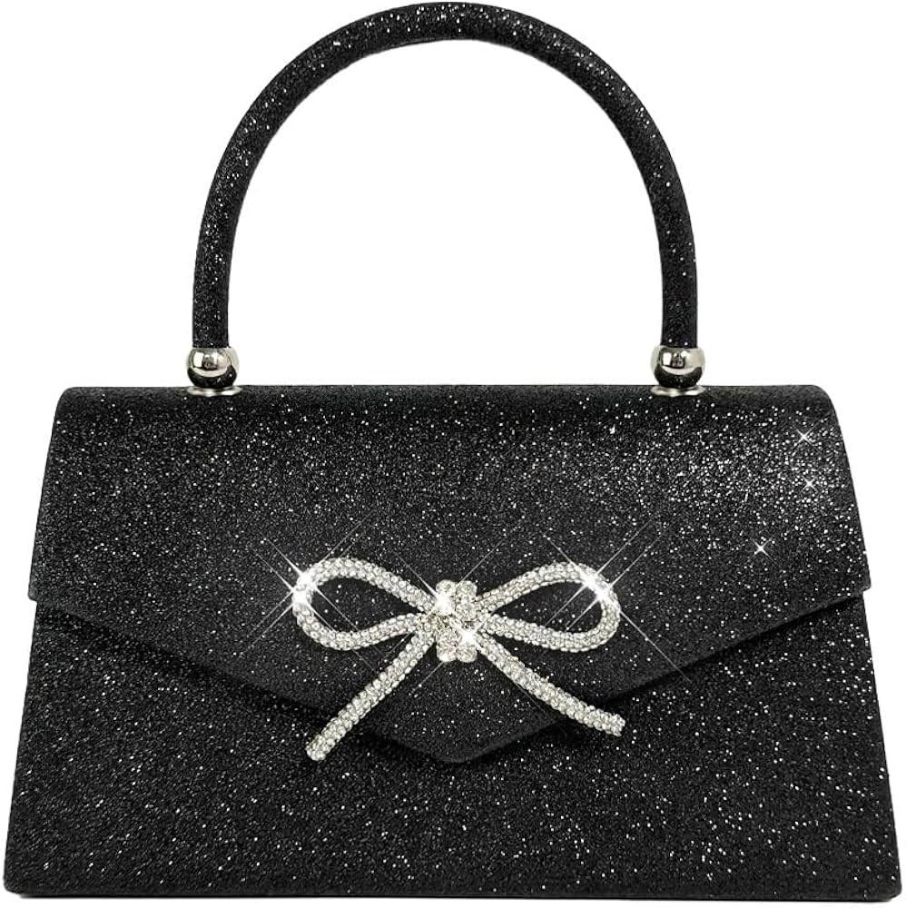 Womens Evening Bag Sparkly Bow Clutch Purse Wedding Party Purses Glitter Rhinestone Cocktail Prom... | Amazon (US)