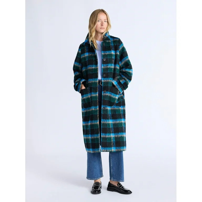 Free Assembly Women's and Women's Plus Long Wool Blend Coat, Sizes XS-4X - Walmart.com | Walmart (US)
