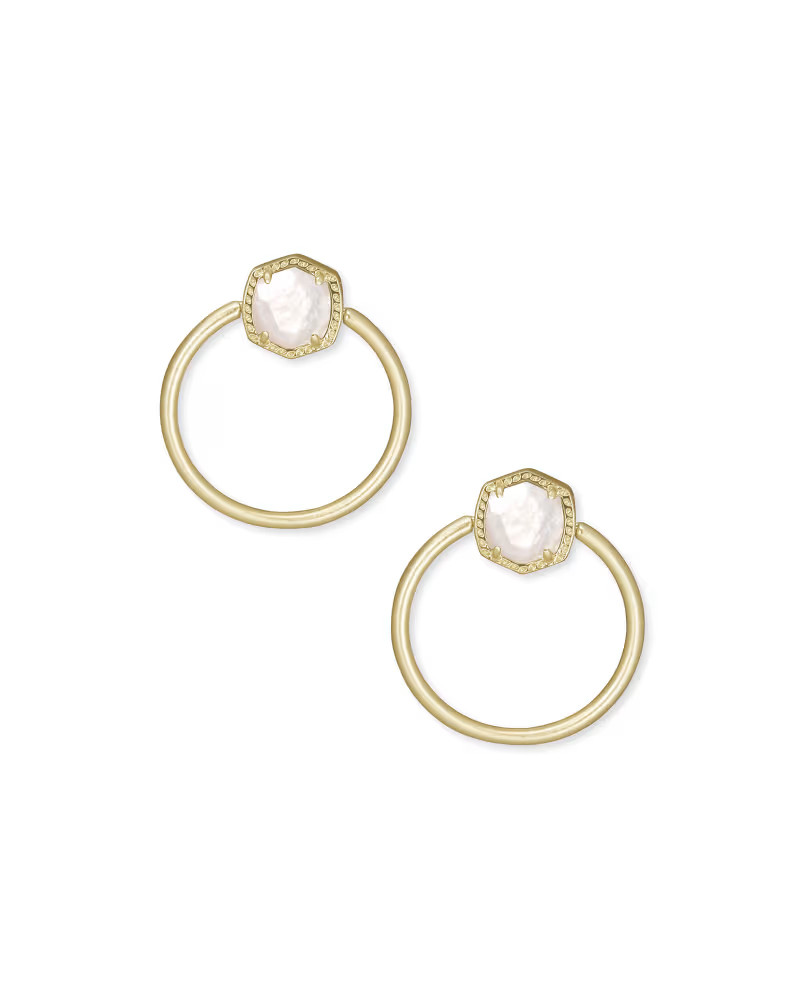 Davie Gold Hoop Earrings in Ivory Mother-of-Pearl | Kendra Scott