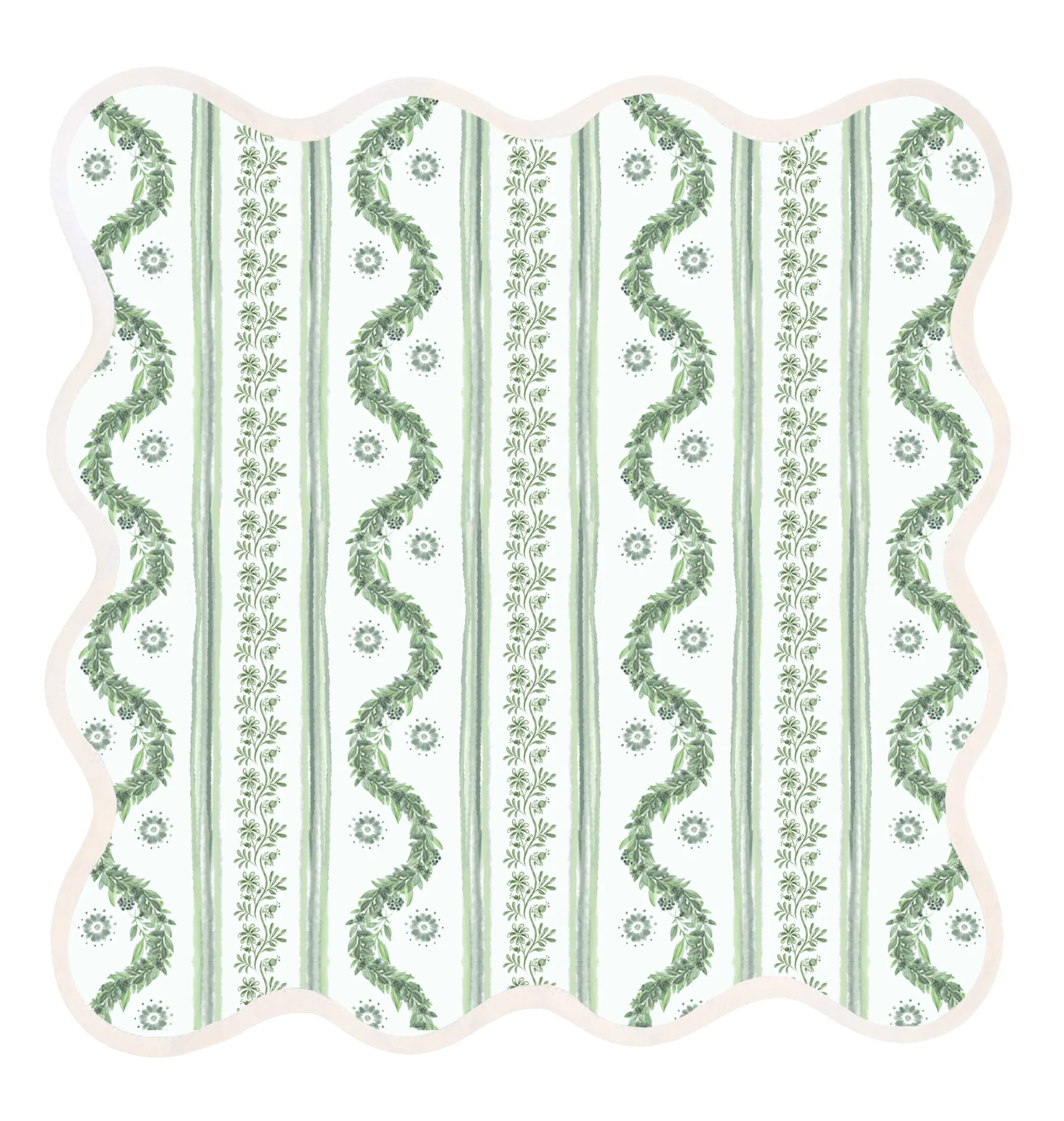Square Scalloped Placemat | Boxwood Garden-Sage | Fenwick Fields, LLC