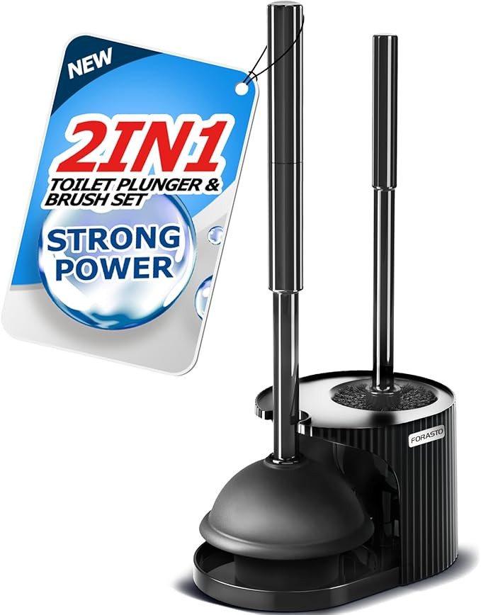 2 in 1 Toilet Plunger and Brush Set，Extended Handle Plunger，Toilet Bowl Brush Plunger Set,Bat... | Amazon (US)