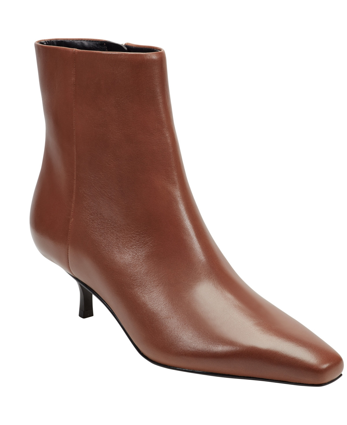 Marc Fisher Ltd Women's Kiona Leather Kitten Heel Booties - Cognac Leather | Macy's