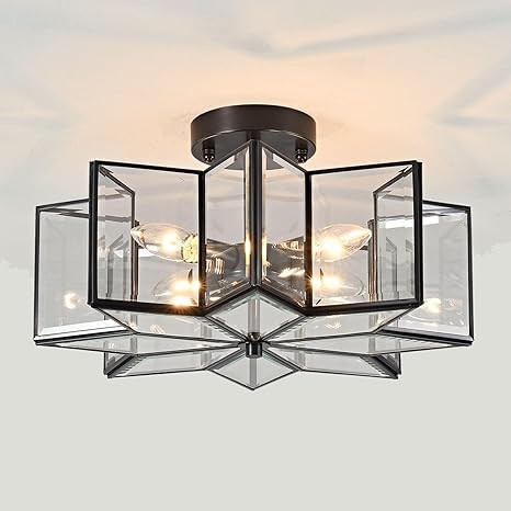 Star Flush Mount Ceiling Light Copper Close to Ceiling Lights 16.3in Black Lighting Fixtures 4-Li... | Amazon (US)
