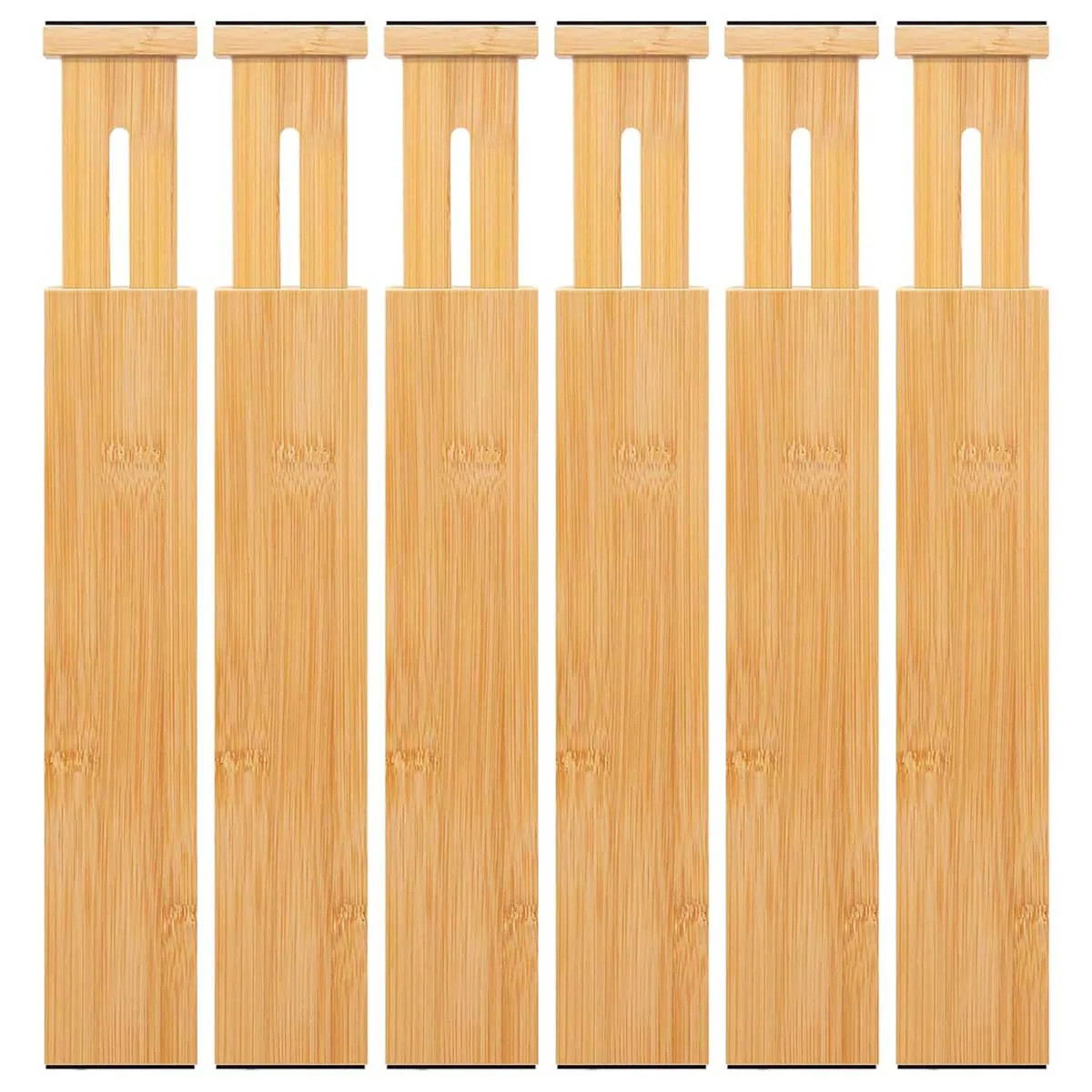 Aoibox 6 pcs Large Bamboo Drawer Dividers Expandable 17 to 22 Wooden Organizers for Kitchen Office Dresser Bedroom Clothes in Brown | LABSD2922 | Lowe's