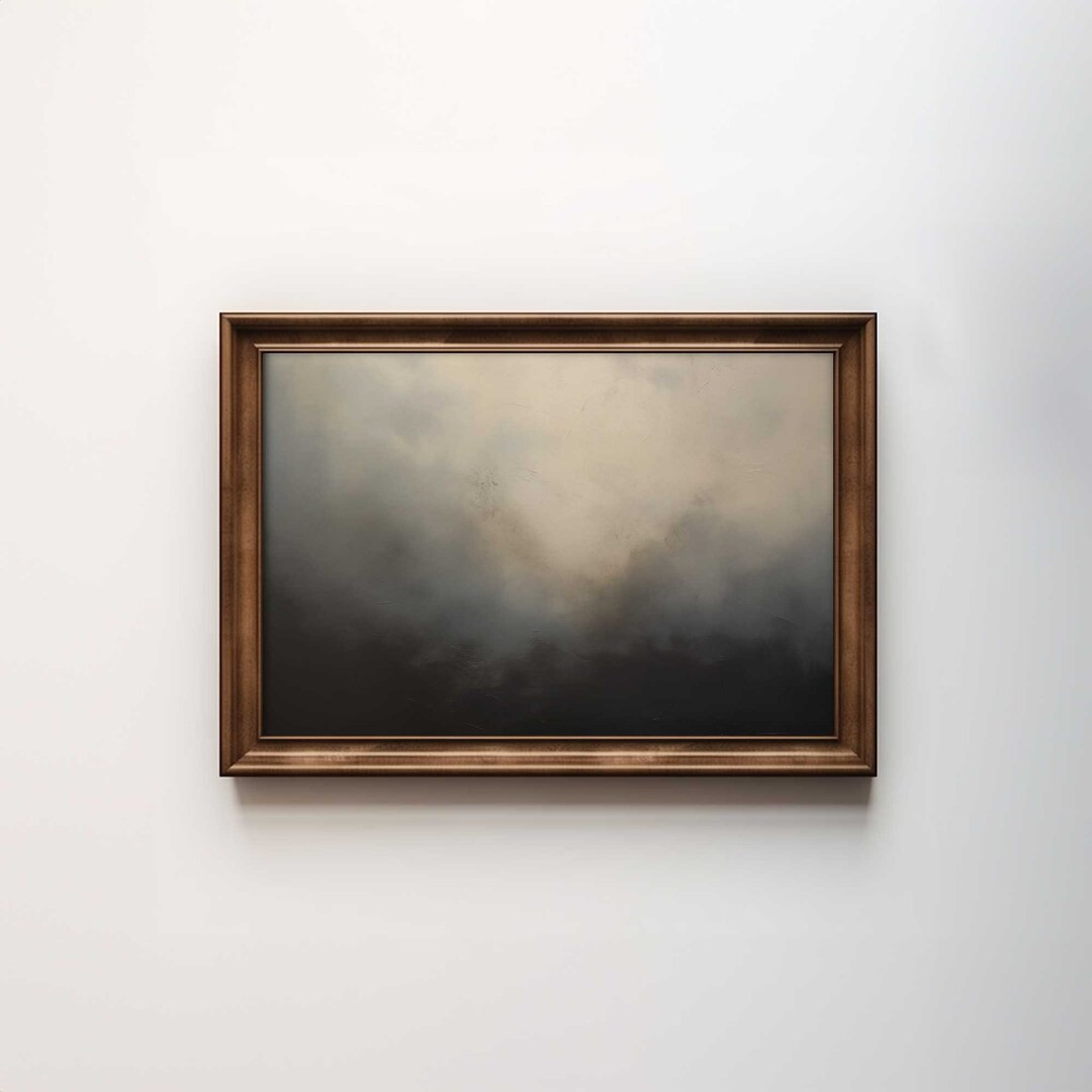 Moody Abstract Vintage Dark Sky Oil Painting Wall Art | Dark Blue Sky Landscape Art Printable | A... | Etsy (US)