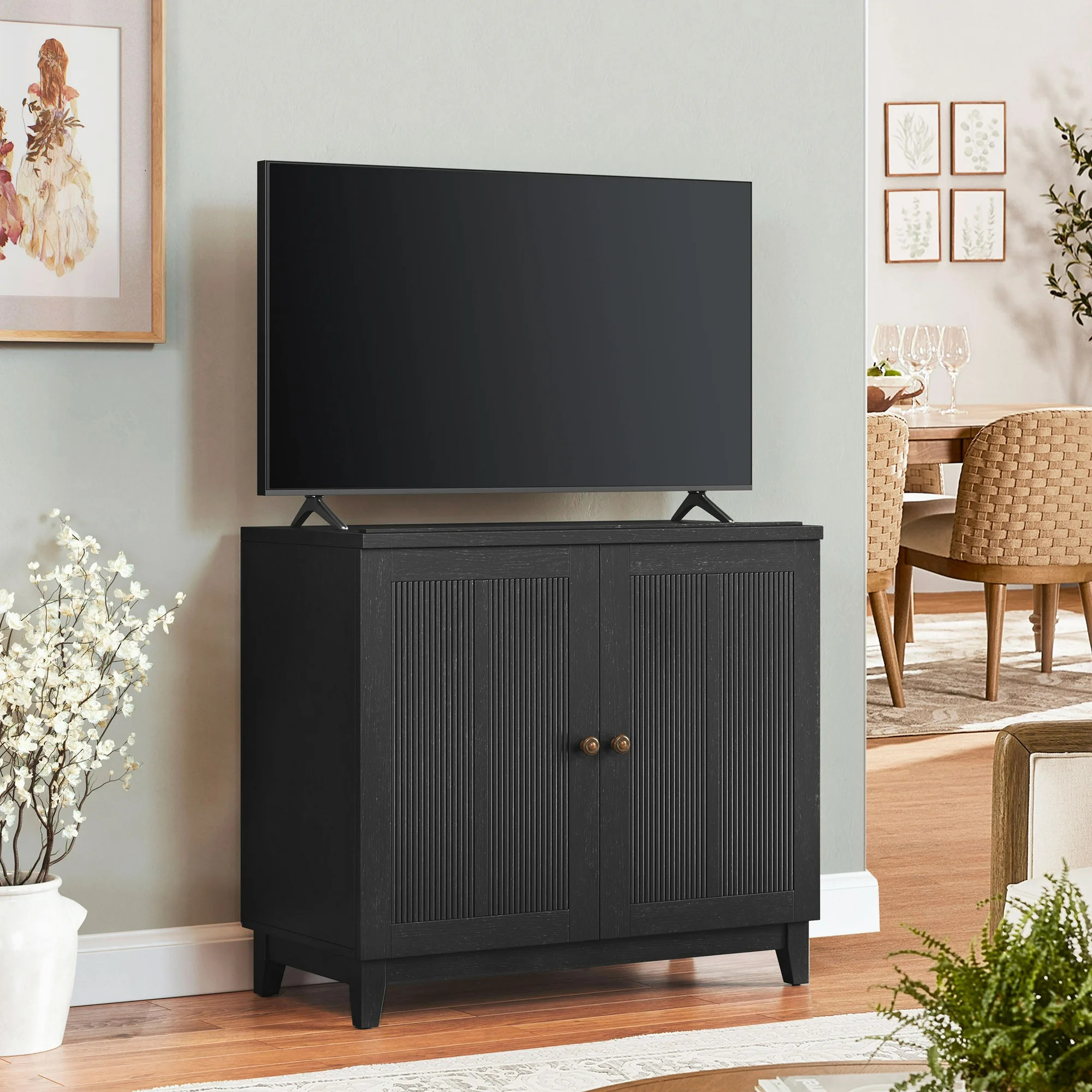 My Texas House Ellison Modular TV Console, Rich Black Finish | Walmart (US)