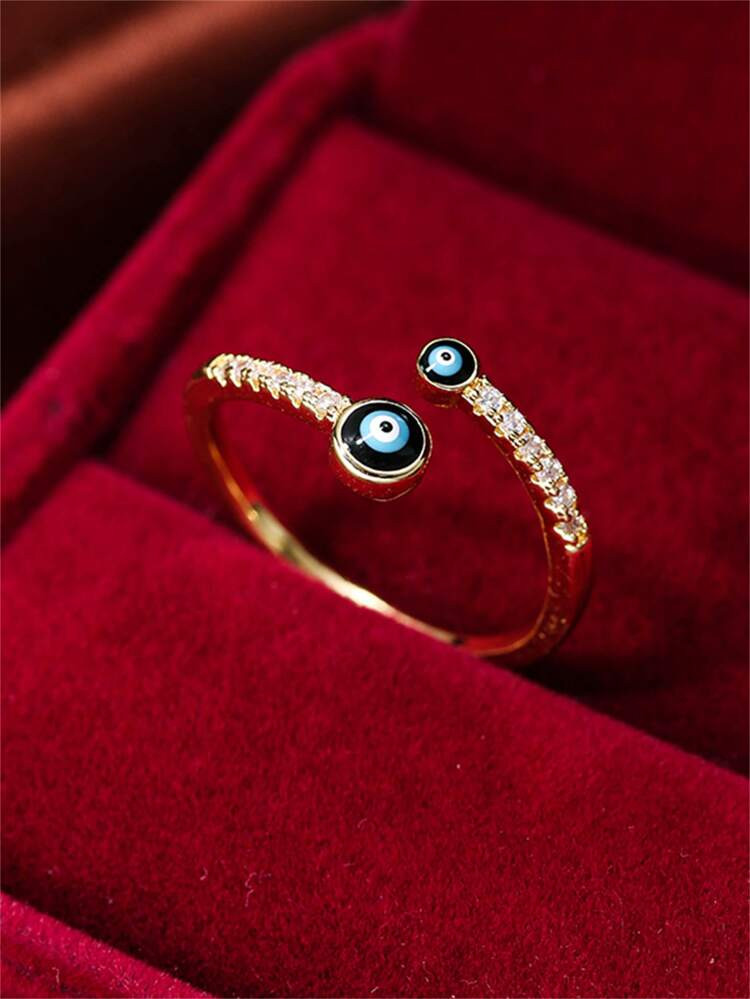 Evil Eye Detail Cubic Zirconia Decor Cuff Ring | SHEIN