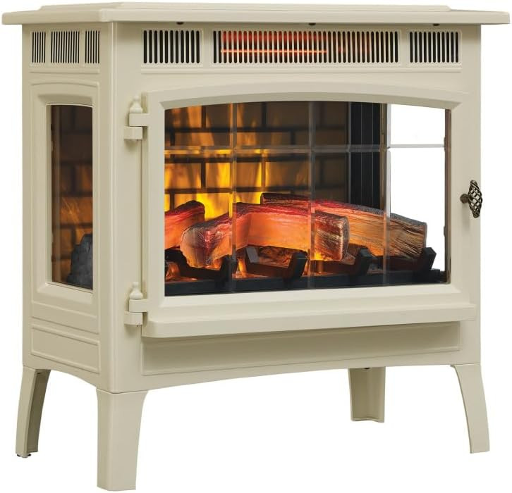duraflame Freestanding Electric Fireplace Stove Heater with 3D Flame Effect for 1,000 Sq. Ft. Room, Cream | Amazon (US)
