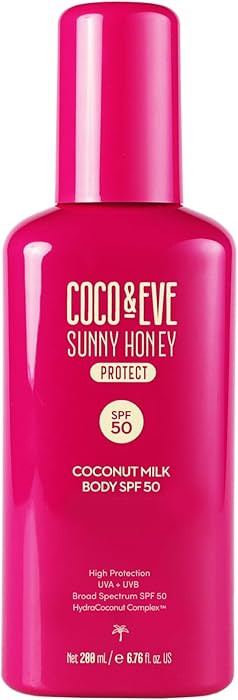 Coco & Eve Coconut Milk Body Sunscreen SPF 50 \u2013 Broad Spectrum UVA/UVB Sun Protection, Hydra... | Amazon (US)