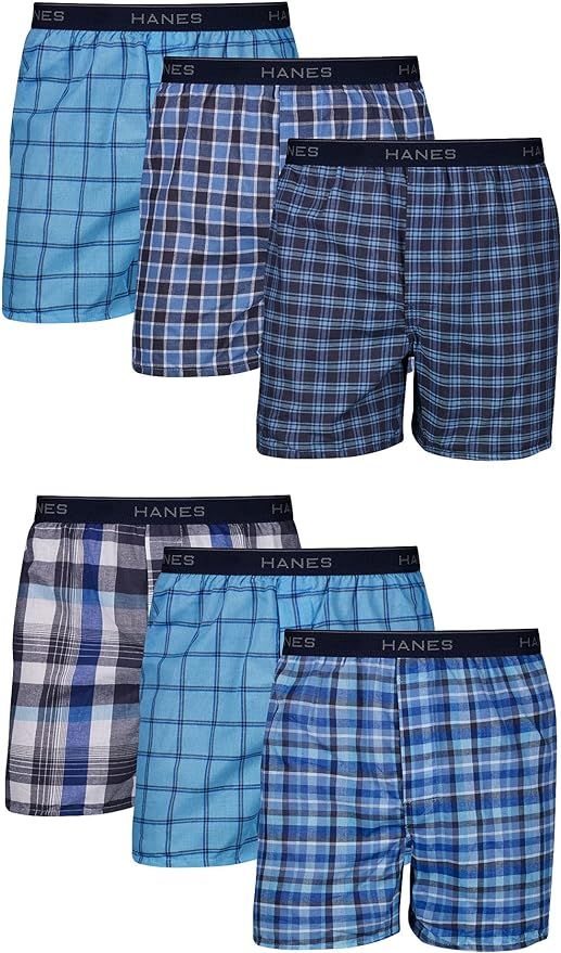 Hanes Mens Tagless Boxer With Exposed Waistband Multi-Packs | Amazon (US)