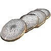 Agate Coaster Set of 4 - Gold Plated Authentic Brazilian Agate Coasters - White | Amazon (US)