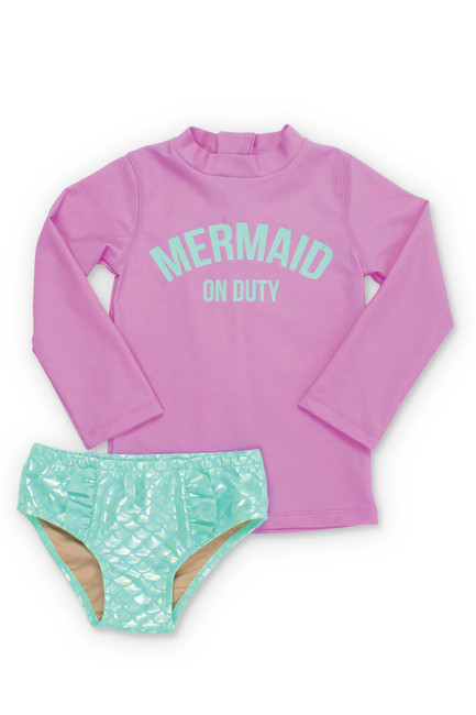 Lilac Mermaid on Duty Rashguard Set (Scales appear when wet!) | Shade Critters