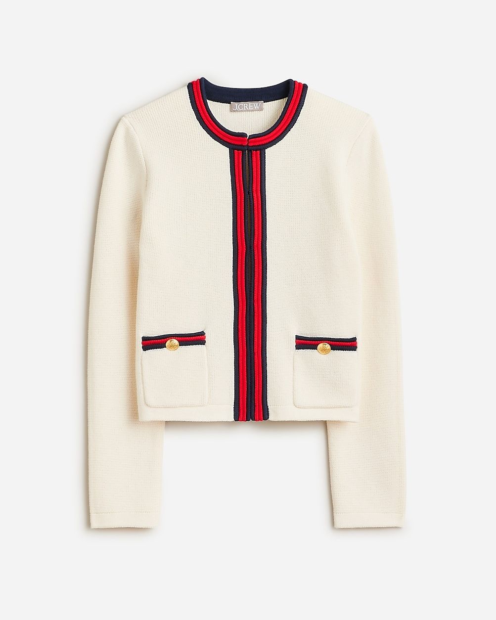 top rated4.7(672 REVIEWS)Emilie sweater lady jacket with contrast trim$148.00Limited time. Price ... | J.Crew US