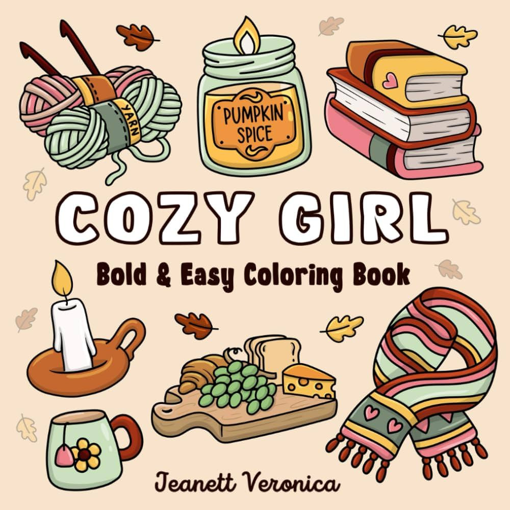 Cozy Girl Coloring Book: Bold and Easy Hygge Inspired Designs for Adults and Teens. Simple, Cute ... | Amazon (US)