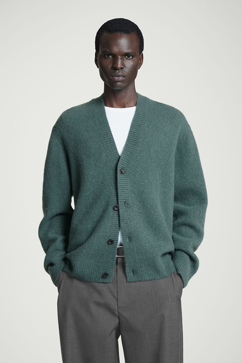 BRUSHED-WOOL V-NECK CARDIGAN | COS (US)