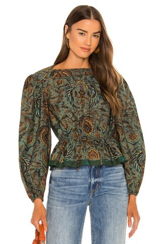 Ulla Johnson Mireya Blouse in Spruce from Revolve.com | Revolve Clothing (Global)