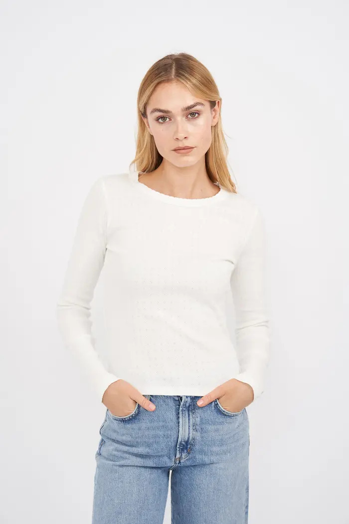 Pointelle Long Sleeve Crewneck | Nordstrom