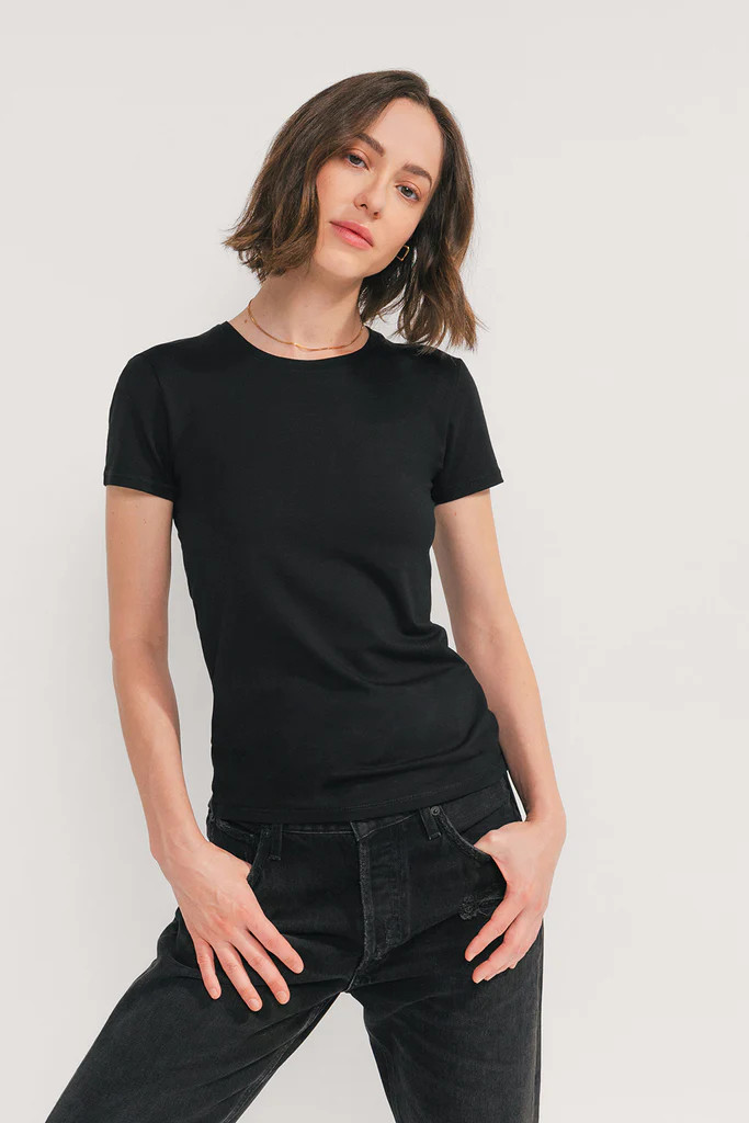 Fitted Crew Neck T-Shirt (Jet Black) | EasyStandard