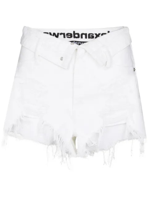 Alexander Wang Bite Flip distressed-finish Denim Shorts - Farfetch | Farfetch (US)