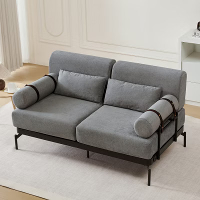 ACEPANO Modern 2-Seater Sofa with Cylindrical Armrests For Living Room-Grey | Target