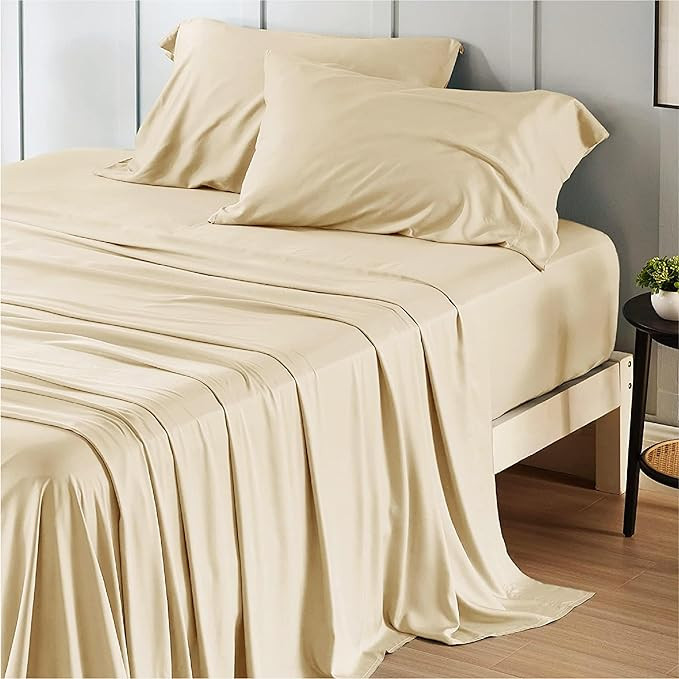 Bedsure Queen Sheet Set, Cooling Sheets for Queen Size Bed Set, Rayon Derived from Bamboo, Breath... | Amazon (US)